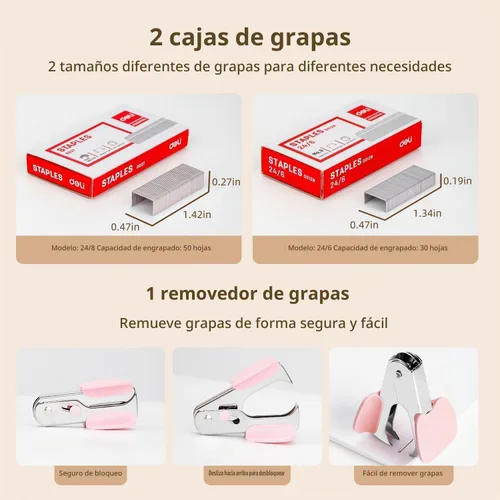 Vista 4 de Deli Engrapadora, Engrapadoras sin esfuerzo para escritorio, capacidad de 40-50 hojas resistente, un toque, sin esfuerzo, fácil de cargar, con 1500