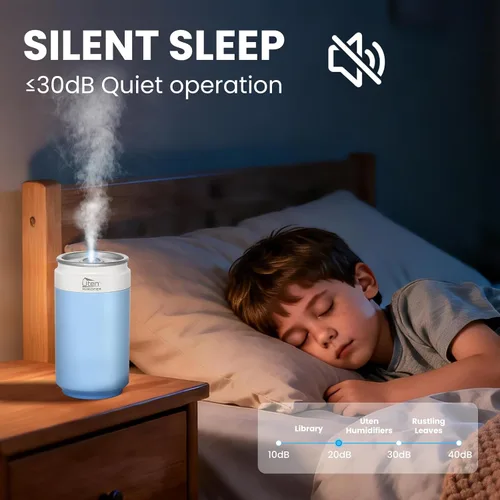 Vista 3 de Humidificadores, humidificador para dormitorio, humidificador de aire de lata, humidificadores para el hogar y las plantas, alimentado por USB