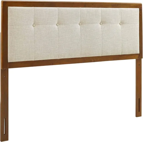 Vista 3 de Modway Draper - Cabecera capitoné de tela y madera en color beige nogal