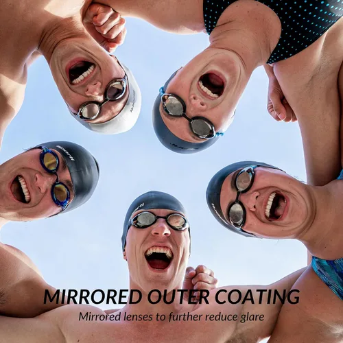 Vista 6 de Sporti Gafas de natación unisex para adultos, antiempañamiento sueco/sueco premium/sueco espejo + correa elástica