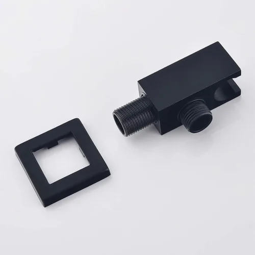 Vista 3 de Codo de suministro de pared con soporte de ducha de mano, conector de manguera de ducha cuadrado de latón de 1/2 pulgada, montaje en pared, salida