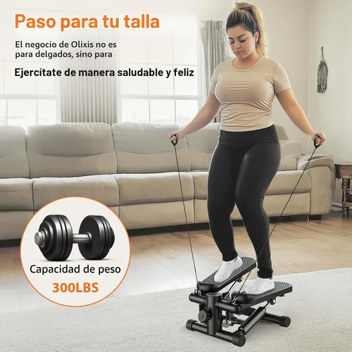 Vista 7 de OLIXIS Steppers para ejercicio en equipo de entrenamiento en casa, mini máquina de ejercicio para personas mayores, stepper de giro con bandas