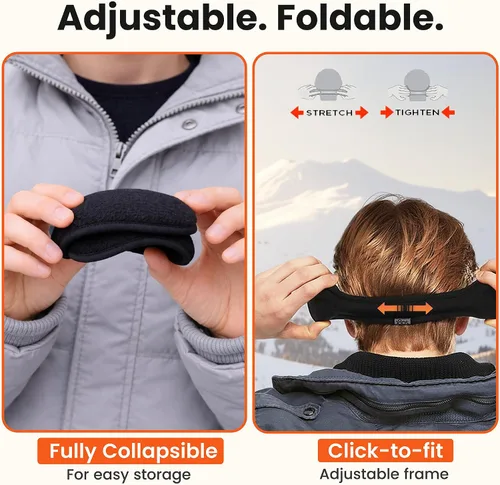 Vista 3 de 180s Degrees Behind-the-Head Ear-Warmers Adjustable & Foldable Earmuffs