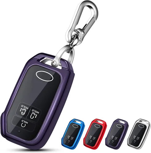 Vista 7 de QBUC Funda para llavero KIA, funda para llavero con llavero para Kia Ceed Cerato Forte, etc. (1 botón o no solo en la superficie frontal) (azul)