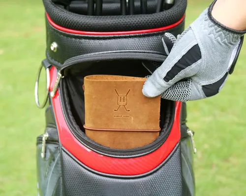 Vista 7 de Handy Picks Libro de registro de golf de cuero, hecho a mano y recargable, libro de golf y yardage incluido