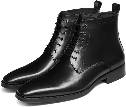 Vista 2 de GIFENNSE Botas Chukka para hombre, botas de vestir para hombre, botas de cuero Oxford, botas Chelsea famales para hombre