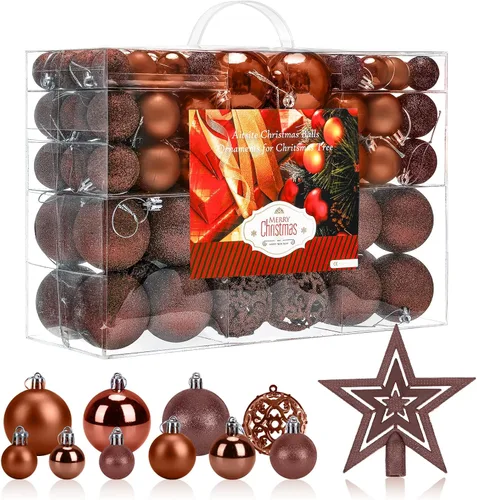 Vista 16 de Aitsite Juego de 100 adornos para árbol de Navidad, miniesferas inastillables para decoración de Navidad (negro)