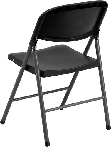 Vista 8 de Flash Furniture HERCULES Series Silla plegable de plástico negro con marco de carbón de 330 libras