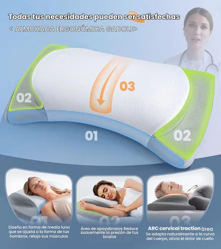 Vista 2 de Elevate Sleeping - Almohada cervical cervical para aliviar el dolor, almohada de espuma viscoelástica para restaurar la columna vertebral saludable