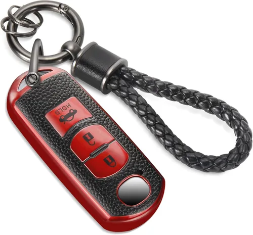 Vista 54 de para llavero de Cadillac con funda de TPU con superficie granulada y cuerda trenzada metálica, funda de llavero mejorada para 2020 en adelante CT4