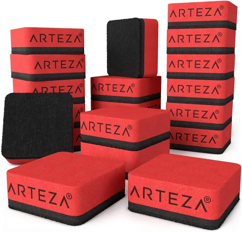 Vista 2 de Arteza Mini borradores de pizarra blanca, paquete de 20, 2 x 2 x 0.8 pulgadas, borradores magnéticos lavables para pizarras de borrado en seco