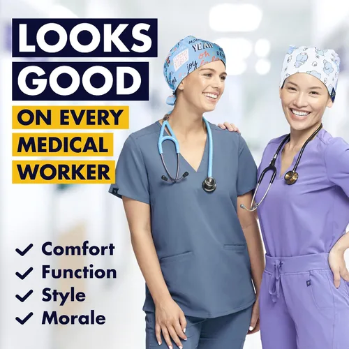 Vista 6 de Dr. Woof Apparel - Gorras quirúrgicas para mujeres y hombres, sombreros lavables, enfermeras, otros trabajadores de la salud, coloridos con botones