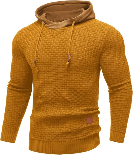 Vista 16 de COOFANDY Sudadera con capucha para hombre, casual, de manga larga, con cordón, de punto gofre, ajustada