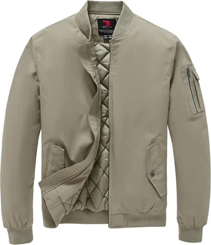 Vista 12 de TBMPOY - Chaqueta de hombre para el otoño, chaqueta de invierno, rompevientos, bomber, con cremallera, acolchada, de softshell, cálida