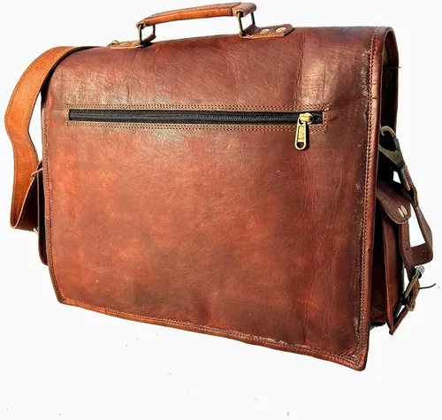 Vista 7 de Bolso de cuero para ordenador portátil bolso de mensajero de 15 pulgadas mejor hecho a mano de Shy Shy Lets Touch The SkySALE bolso de cuero marrón