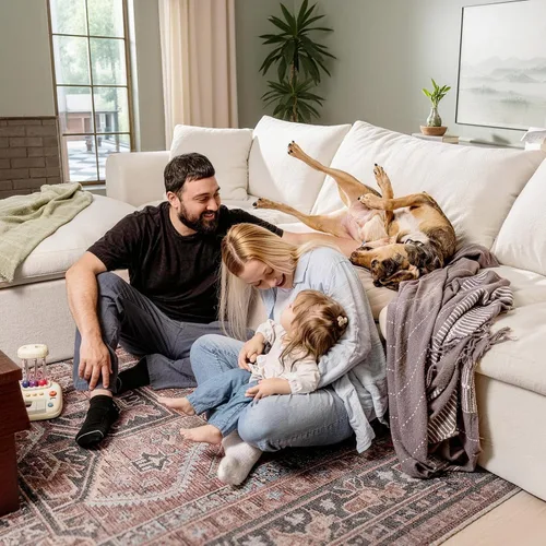 Vista 9 de Modular Sectional Cloud Sofa, No Assembly Oversized Boneless Couch, Beige