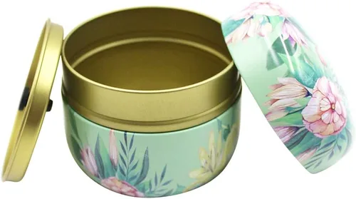 Vista 5 de Paquete de 2 mini recipientes de almacenamiento de té, latas de café, patrón de flores, contenedor de almacenamiento de alimentos para hierbas