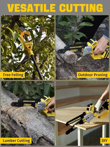 Vista 8 de Sierra eléctrica de poste inalámbrica 2 en 1 y motosierra de 8 pulgadas, sierra de árbol sin escobillas con batería de 4.0 Ah, recortadora de árbol