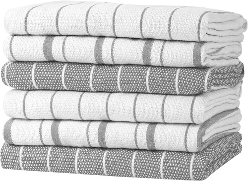 Vista 20 de Zeppoli - Trapos de cocina, de algodón, para cocina o limpieza, reusables, súper absorbentes, lavables a máquina, para chefs, paquete de 15 gris