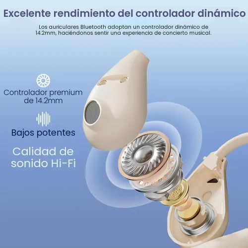 Vista 5 de Auriculares CuiSuto con orejeras inalámbricas Bluetooth, 60 horas de reproducción, sonido estéreo con orejeras IPX7 a prueba de agua y cancelación