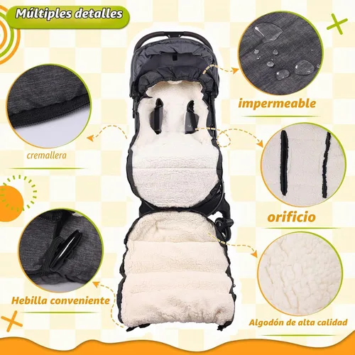 Vista 6 de Waterproof &Thicken Universal Stroller Cover Winter,Stroller Footmuff Bunting Bag for Warm Strollers Muff,Stroller Accessories for Baby Sleeping Bag