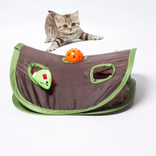 Vista 2 de Creation Core Juguete interactivo para gatos, juego de escondite y búsqueda, rompecabezas plegable, juguete de ejercicio de 9 agujeros, caza