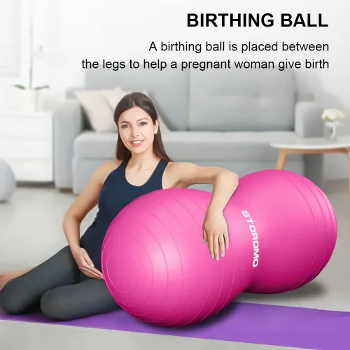 Vista 7 de pelota con forma de cacahuate, no se rompe, asiento activo para niños, para trabajo de parto, terapia, niños con TDAH – Bola de parto ecológica