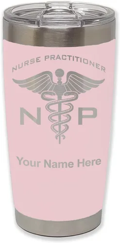 Vista 15 de LaserGram NP Nurse Practioner - Vaso aislado al vacío de 20 onzas, grabado personalizado incluido (negro)