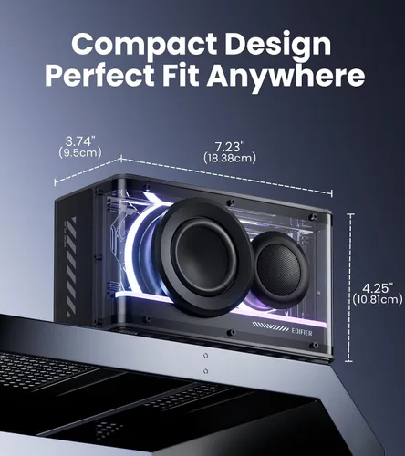 Vista 9 de Edifier Altavoz Bluetooth QD25 Audio de escritorio portátil, sonido dinámico de 25 W (RMS), audio de alta resolución, efectos de luz espléndidos