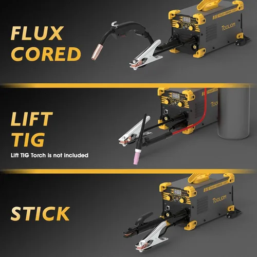 Vista 4 de TOOLIOM 135A Mini Soldador MIG de núcleo de flujo 110V Soldador MIG sin gas Flux MIG/Lift TIG/Stick Máquina de soldadura 3 en 1 Portátil