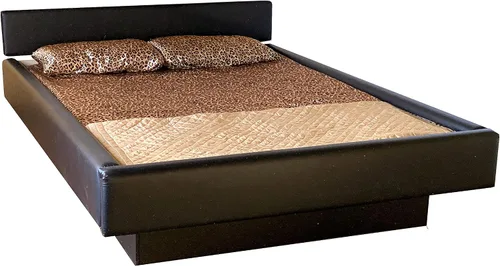 Vista 3 de Strobel Organic Hanover - Cama de agua acolchada completa con colchón Hydro-Support HS303 sin ondas, vinilo negro, tamaño Queen