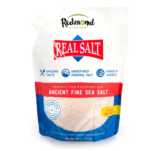 Vista 5 de Redmond Real Sea Salt - Sal natural de palomitas de maíz sin refinar, bolsa de 10 onzas
