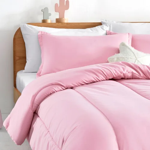 Vista 4 de SLEEP ZONE Juego de edredón de 2 piezas con estampado de 2 piezas para niñas, resistente a la decoloración, lavable a máquina, color rosa ballet