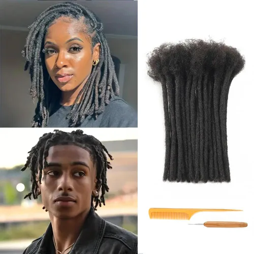 Vista 38 de Extensiones de Rastas de Cabello Humano 0.4cm de Grosor 4 Pulgadas 20 Hebras 100% Cabello Humano Real para Hombres/Mujeres/Niños Completamente