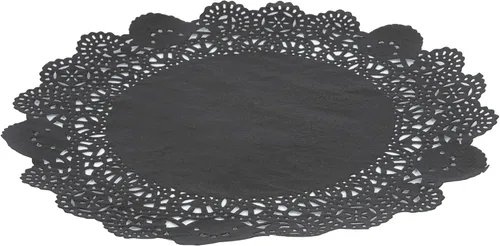 Vista 91 de Restaurantware Pastry Tek Blondas de Encaje de 4 x 4 Pulgadas 100 Vajilla Decorativa - Blondas de Mesa Desechables Redondas de Papel Negro
