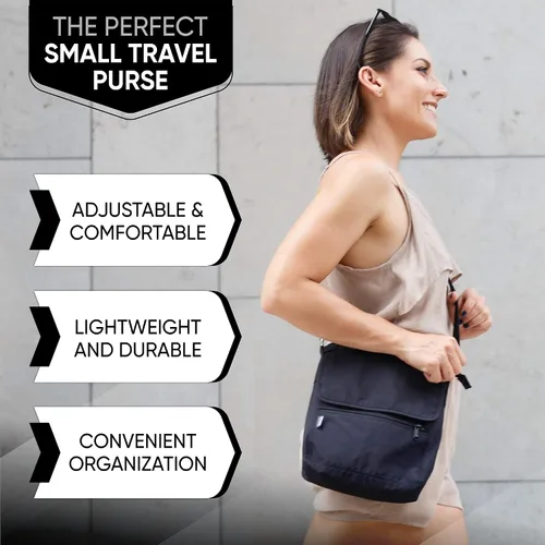 Vista 5 de Peak Gear Nylon Crossbody Purse with RFID Blocking Pocket and Lifetime Recovery Service. Versatile and Stylish Shoulder Bag
