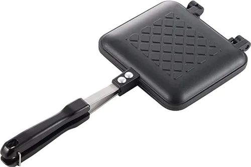 Vista 2 de Panini Press Hot Sandwichera antiadherente Panini Grill Pan con asa de aluminio para el hogar y campamento al aire libre, 1 paquete
