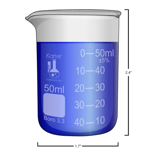 Vista 3 de Karter Científico SF-214T2 Rompe cristal de borosilicato, 50/100/250 ml, 3 tamaños (Pack de 3 unidades).
