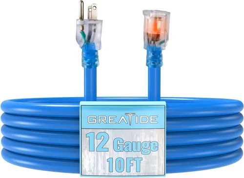 Vista 28 de Cable de extensión para interiores con extremo iluminado, cable de extensión resistente de calibre 12 de 3 pies, cable de extensión de 3 clavijas