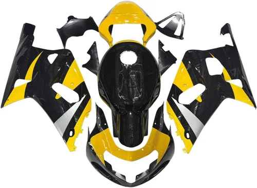 Vista 33 de Kit de carenado de llama azul negro de plástico ABS para Suzuki GSXR600 GSXR750 K1 2000-2003 Carenados GSX-R600 GSX-R750 2001 2002 2003 Inyección