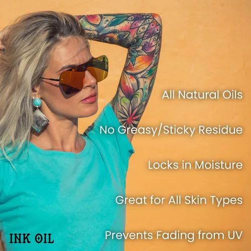 Vista 6 de Ink Oil Aceite orgánico para tatuajes para curación, loción natural para cuidado posterior de tatuajes con aceites esenciales de grado terapéutico