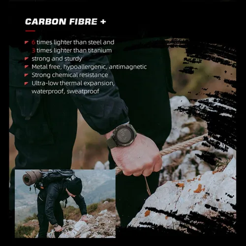 Vista 8 de CakCity Relojes tácticos para hombre, relojes deportivos militares con caja de fibra de carbono, reloj ligero impermeable para mujereshombres