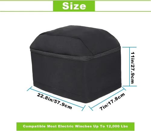 Vista 2 de Funda protectora para cabrestante, resistente a los rayos UV, impermeable, con cordón, accesorios de cabrestante para interiores y exteriores, Negro