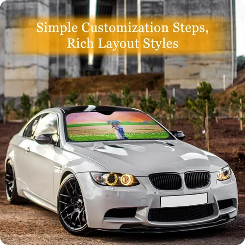 Vista 5 de Parasol personalizado para parabrisas de automóvil Visera solar personalizada con 1-4 fotos Añade tu propia foto Logotipo Texto Plegable Reflectante