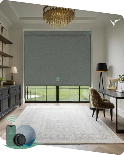 Vista 7 de Yoolax Persianas motorizadas con control remoto, persianas inteligentes opacas con control remoto, cortinas eléctricas compatibles con Alexa