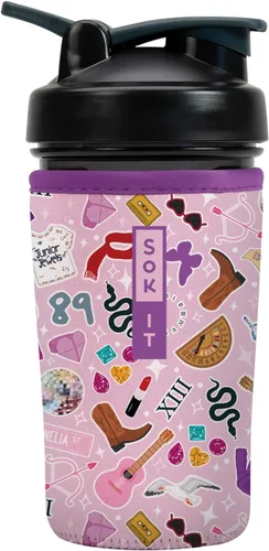 Vista 53 de Sok It BotlSok Botella Mezcladora de Proteínas con Funda Aislante de Neopreno (Floral Abstracto, Se Ajusta a Mezcladoras de 24oz)