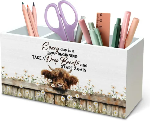 Vista 11 de DILSJ Organizador inspirador de 2 compartimentos para lápices, organizador para escritorio, amantes de los pollos regalos para mujeres, Live Like