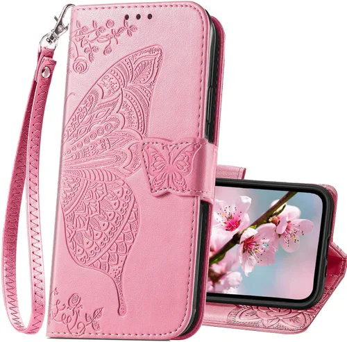 Vista 12 de Funda tipo cartera compatible con iPhone 14 para mujer, color negro