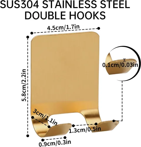 Vista 2 de Ganchos autoadhesivos impermeables para soporte de maquinilla de afeitar en la ducha, paquete de 4, gancho de almacenamiento de metal resistente.