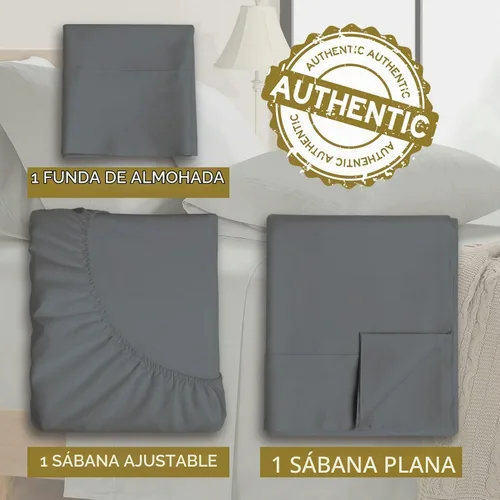 Vista 7 de Juego de Sábanas Twin - Sábanas de Cama Twin de Microfibra Ultra-Suave 1800 - Doble Cepillado - Bolsillos Profundos - Ajuste Fácil - Sin Arrugas Gris